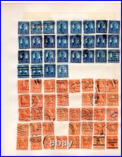 Us 1880-1950 Huge Accumulation Of 1750+ Stamps On Old Blue Ribbon Loose Leaf