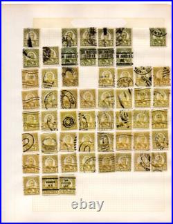Us 1880-1950 Huge Accumulation Of 1750+ Stamps On Old Blue Ribbon Loose Leaf