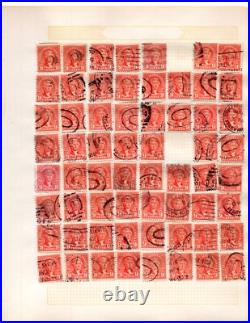 Us 1880-1950 Huge Accumulation Of 1750+ Stamps On Old Blue Ribbon Loose Leaf