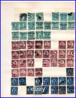 Us 1880-1950 Huge Accumulation Of 1750+ Stamps On Old Blue Ribbon Loose Leaf