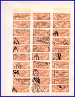 Us 1880-1950 Huge Accumulation Of 1750+ Stamps On Old Blue Ribbon Loose Leaf