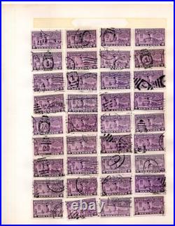 Us 1880-1950 Huge Accumulation Of 1750+ Stamps On Old Blue Ribbon Loose Leaf