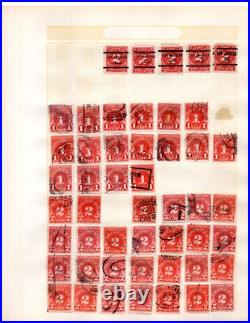 Us 1880-1950 Huge Accumulation Of 1750+ Stamps On Old Blue Ribbon Loose Leaf