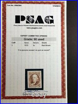 Us #3 Used Outstanding 4 Margin Stamp With Psag Cert Graded 90