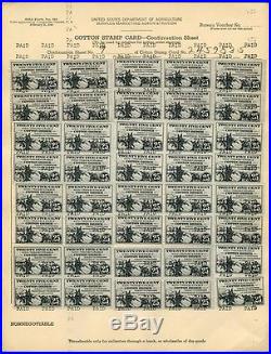Us Dept Of Agriculture Cotton Stamp Card (40) Stamps Used - Unique - Wlm4122