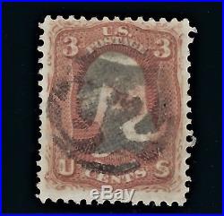 Us Rare #65 3cent CIVIL War Negative Us Fancy Cancel Stamp With Pf Certificate