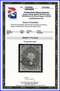 Us Scott # 70 Used Pse Cert Graded F 70 Clean And Sound Scarce No Faults