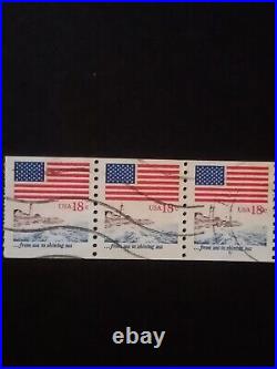 Us stamps Sc 1891 plate 6 strip of 3 used scarce