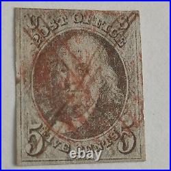 Used Stamp United States 1847 5C Red Brown