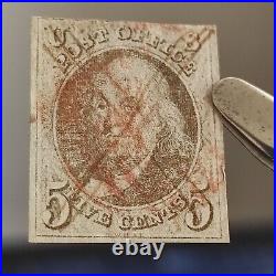 Used Stamp United States 1847 5C Red Brown