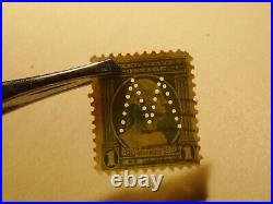 VERY RARE 1 Cent George Washington Green Stamp (Looking Right) M Perfin mark