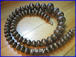 VTG Navajo Necklace 143g 65 Silver Hogan Bench Beads Graduated Hand Stamped