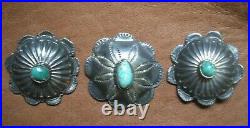 VTG Navajo Turquoise Concho Buttons 17g Silver Hand Stamped Southwest Old Pawn