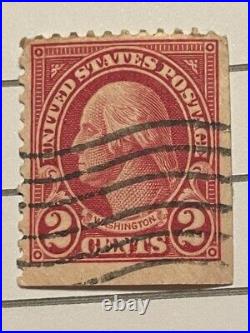 Very Rare George Washington Two 2 Cent Red Stamp! 1912-1921 Perf On Left &