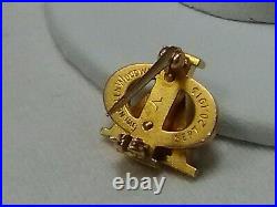 Vintage 14k Gold Pin. Alpha Phi Sorority Badge. Stamped Date Sep. 20, 1913