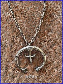 Vintage 1940s Navajo silver naja on new stamped Navajo silver chain necklace