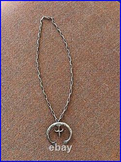 Vintage 1940s Navajo silver naja on new stamped Navajo silver chain necklace
