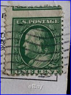 Vintage Collectible 1 Cent Green Ben Franklin Print, Double Line Error, Rare