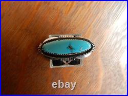 Vintage Lonnie Willie Navajo Sterling Silver Stamped Turquoise Ring sz 7.25