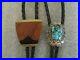 Vintage Lot(2) Lo & Sky West Stamped Navajo Sterling & Brass Leather Bolo Tie