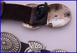 Vintage Native American, Navajo sterling silver concho belt hand stamped, heavy