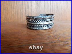 Vintage Navajo Twist Triple Stamped Sterling Silver Cuff Bracelet