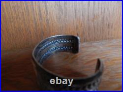Vintage Navajo Twist Triple Stamped Sterling Silver Cuff Bracelet