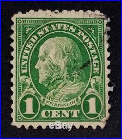 Vintage US 1 Cent Benjamin Franklin Stamp Green Very Fine Rare