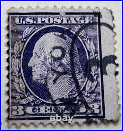 Vintage US 3 Cent George Washington Stamp Purple New York Fancy Cancel Look
