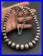 Vtg Navajo Sterling Silver Stamped Pearl Bench Bead Graduated Necklace 25 95.8g