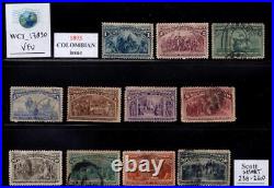 WC1 17890. UNITED STATES. 1893 COLUMBIAN short set. Sc. 230-240. Used