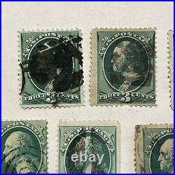 X10 Us Fancy Cancels On Green USA Washington Stamps #13