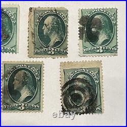 X10 Us Fancy Cancels On Green USA Washington Stamps #13